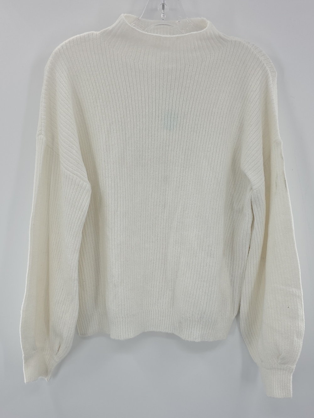 Pinque Classic Mock Neck Ribbed Sweater - White